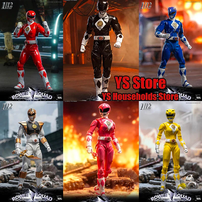TOYS BATTALION Original TB020 1/12 Red White Black Green Pink Yellow Power Squads 6 Action Figures Delicate Model Collection