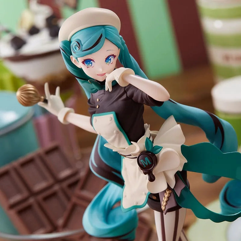 Hatsune Miku Dark Chocolate Bitter Pastry Chef Melty Cheerleading Anime Action Figure Desktop Ornaments Collectible Model Toy