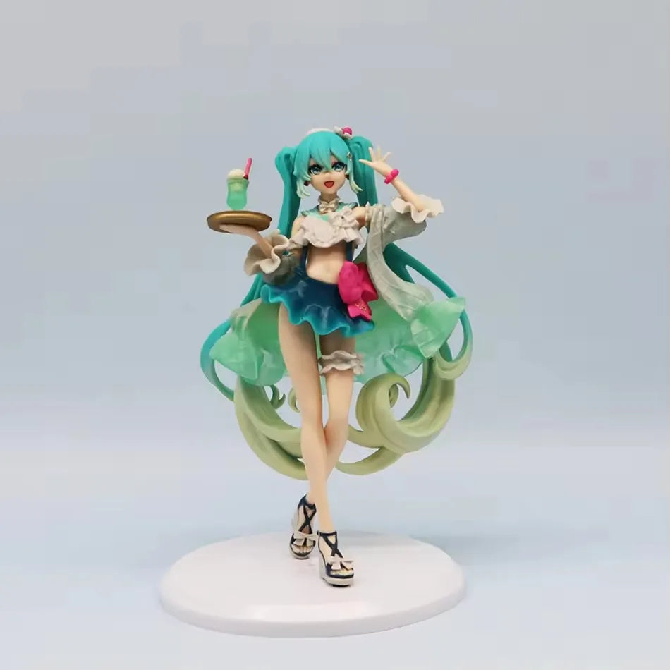 Hot New Hatsune Miku figure Soda cream dress The Props Desktop Decoration Collection PVC Model Toys Kids Gifts
