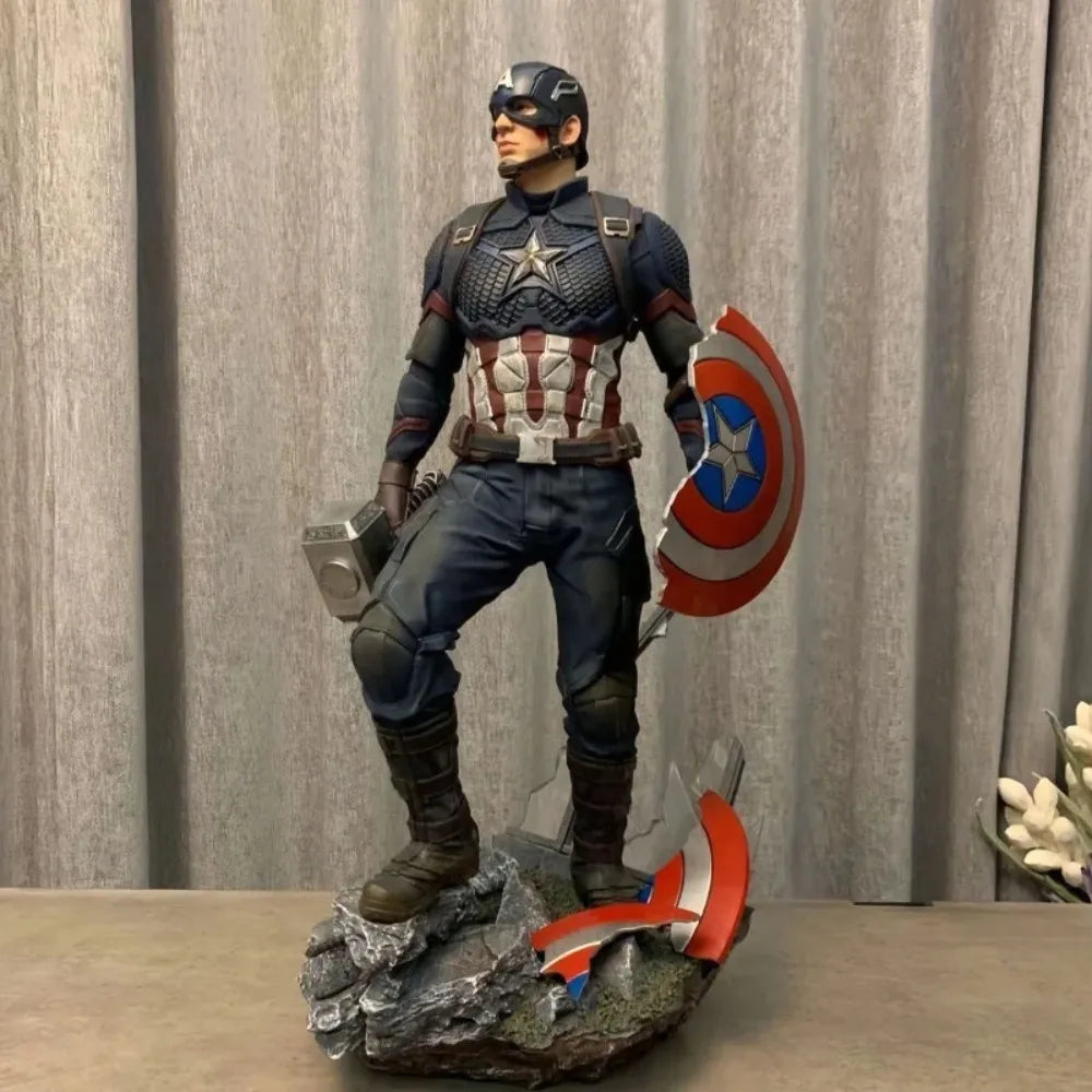 58cm The Avengers Figure Captain America Standing Posture Model Resin Anime Action Series Desktop Ornaments Holiday Gifts Toy