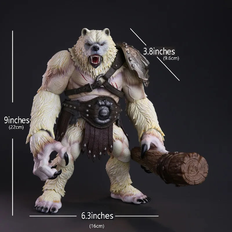 METYTOYZ Original Brown and White Bear Man Panda Warrior Broken Claw Mobile Doll Model Handmade Toy Ornament Gift Collection
