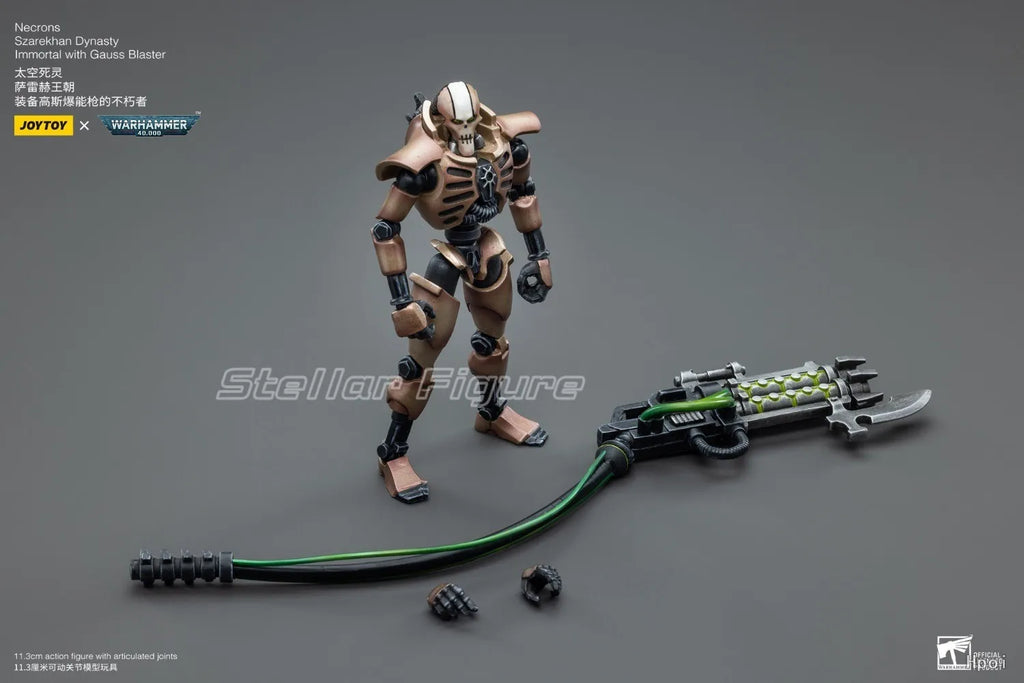 【SF】JOYTOY 1/18 Action Figure Necrons Szarekhan Dynasty Lmmortal with Gauss Blaster Overlord Deathmark Carbine Model Toys