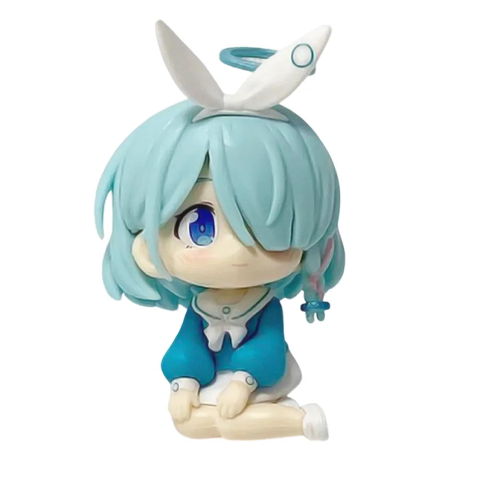 Beautiful Girl 7.5cm Blue Figure Anime Cute Chibi Desktop Standing Pose Animation Model Toy Gift Collection Ornament PVC