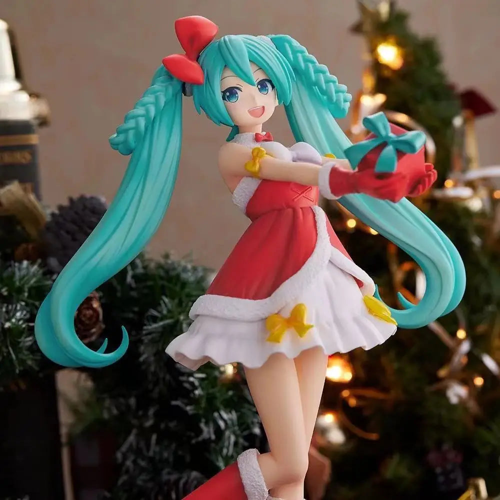 2024 New 22CM Anime Hatsune Miku Christmas attire Kawaii Figure PVC high quality Model Toys Doll Ornaments Christmas Kids Gifts