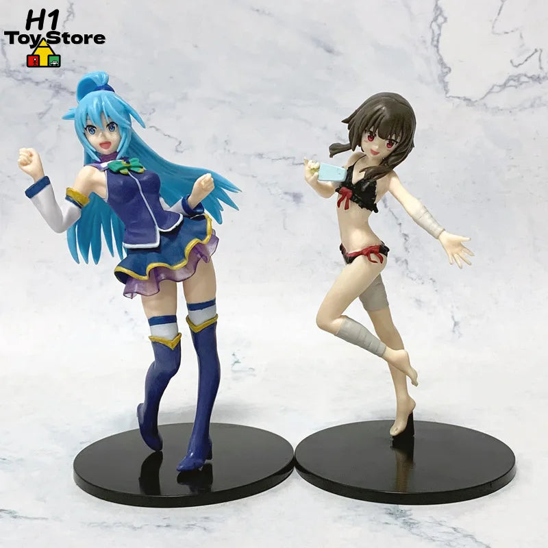 KonoSuba Anime Action Figure Water Goddess Aqua & Bikini Megumin Standing Pose PVC Anime Girl Collectible Display Model Fan Gift