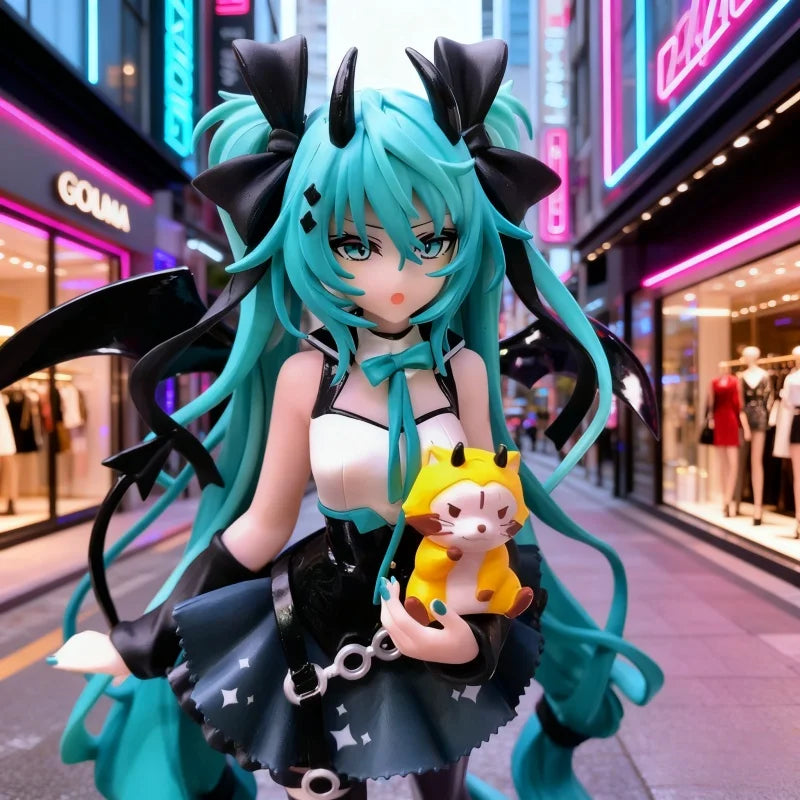 New anime character Hatsune Miku, a little devil a raccoon and a dark ange suitable for decorations toys models tabletop ornamen