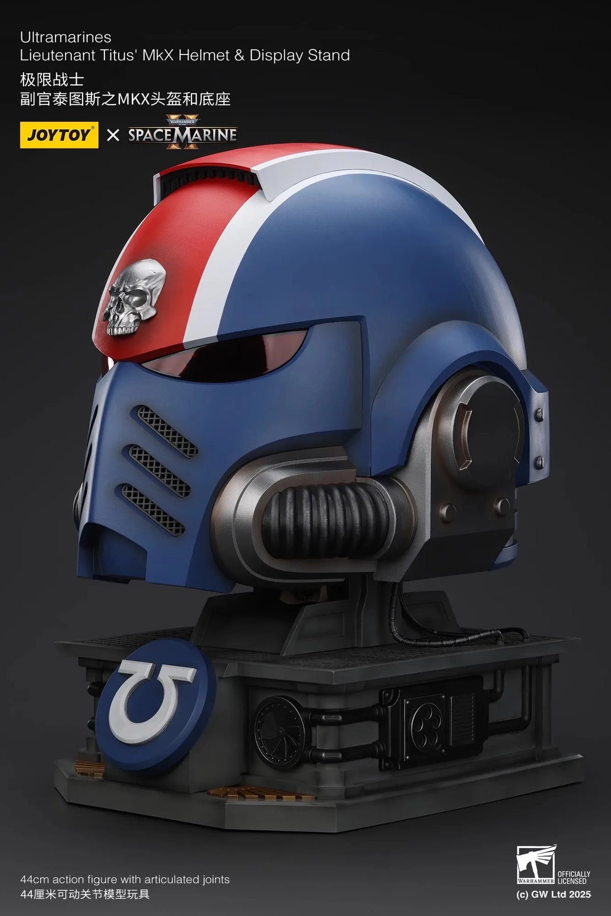JOYTOY Warhammer 40K 1/1 Ultramarines Lieutenant Titus' MKX Helmet & Display Stand Action Figure Model Wearable Helmet