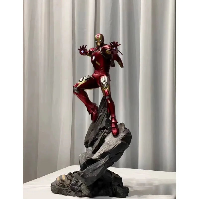 75cm Iron Man Figure MK7 Flying Posture Can Glow Anime Model High-end Resin  Desktop Ornament Decorations Children Toys Gifts