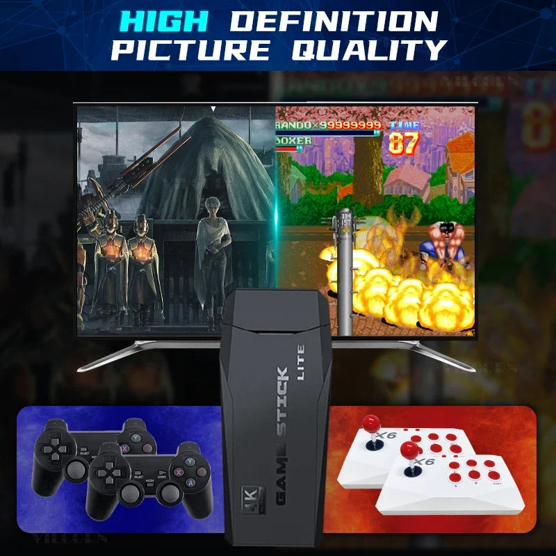 2024 Updated 4K Game Stick Retro Video Game Console For PS1/GBA/MD/Dendy 15+Emulator Support Screen Projection