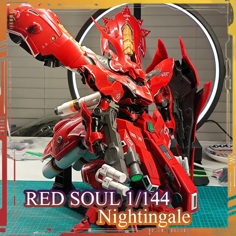 Red Soul Model RG Nightingale Action Figure MSN-04-2 1/144 Scale Assembly Model Kit Room Decor UC Anime Figures Birthday Gift