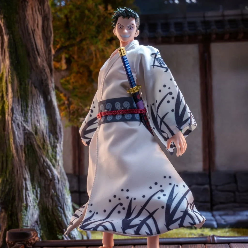 One piece  SHF Anime NEW Handmade Knife God Shimotsuki Ryuma Kimono coat clothes Built In Iron Wire Is Suitable for 1/12 Toys