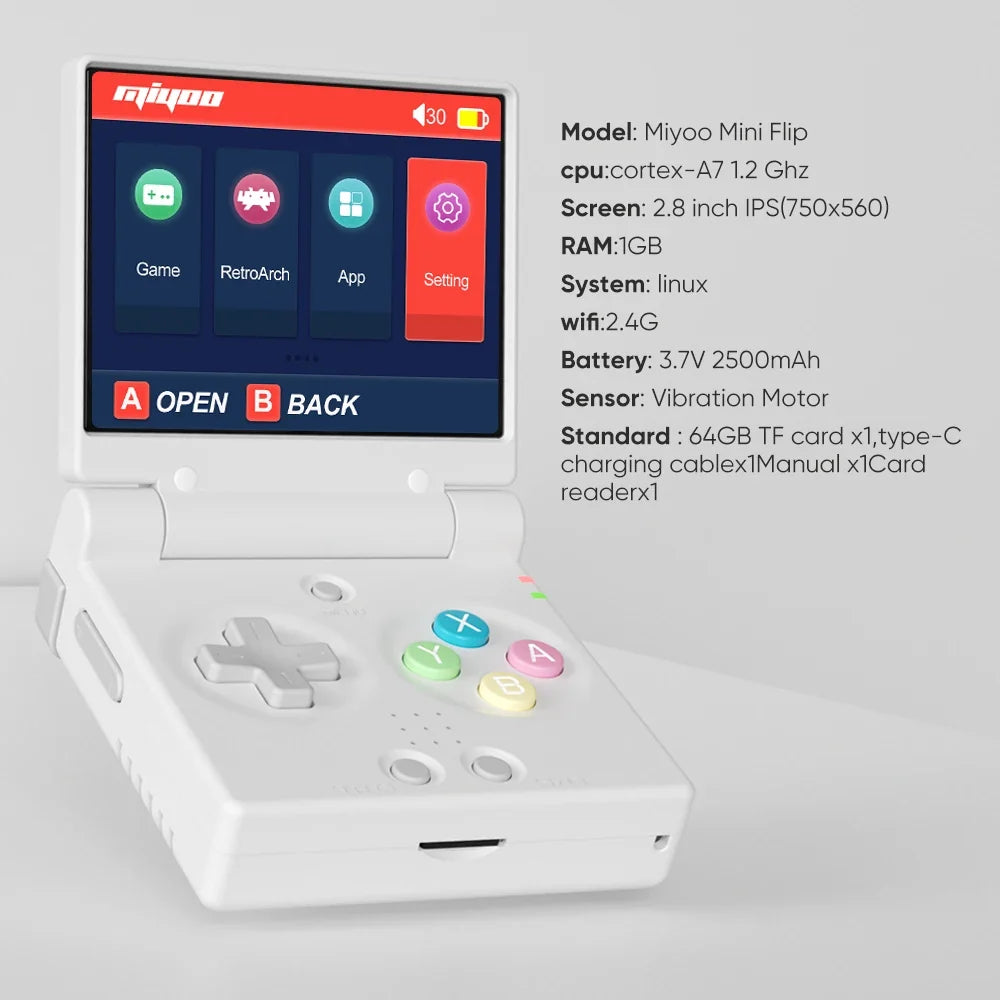 AMPOWN MIYOO MINI FLIP Fold Retro Game Console 2.8'' Video Game Linux System Handheld Game Players Consoles Dreamcast Portable
