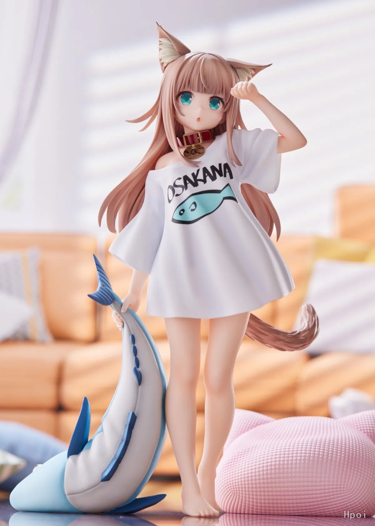 19CM Anime Figure My Cat Is A Cute Girl Soy Flour White Shirt Standing Good Morning Model PVC Gift Collection Action Toy