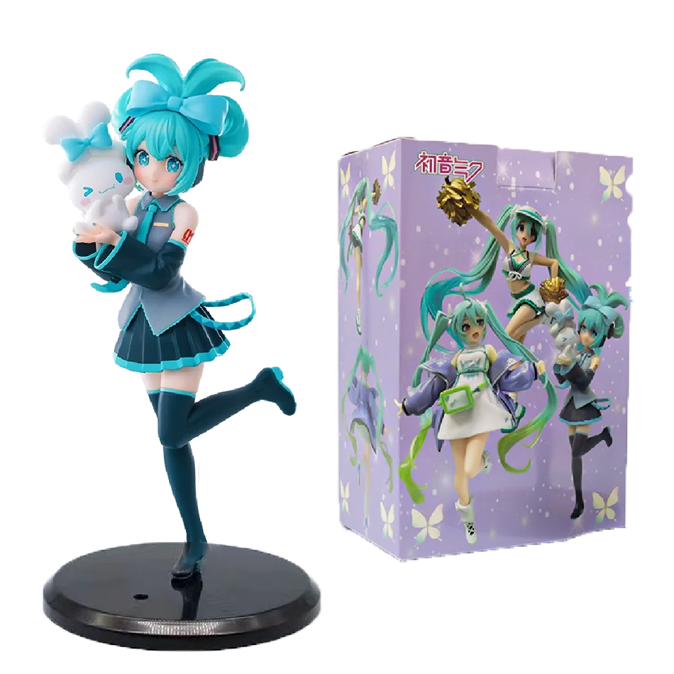 20CM Anime Hatsune Miku X Cinnamoroll Figure Anime Peripheral Collectible Models Decorative Decorations Children Kawaii Gift