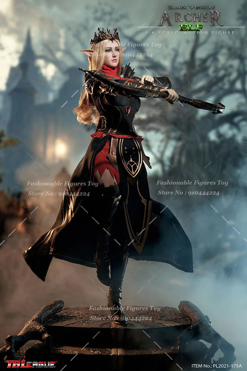 TBLeague Pl2021-175 1/6 Women Soldier Elf Archer Black Fighter Full Set 12Inch Action Figure Model Fans Holiday Gifts Collection