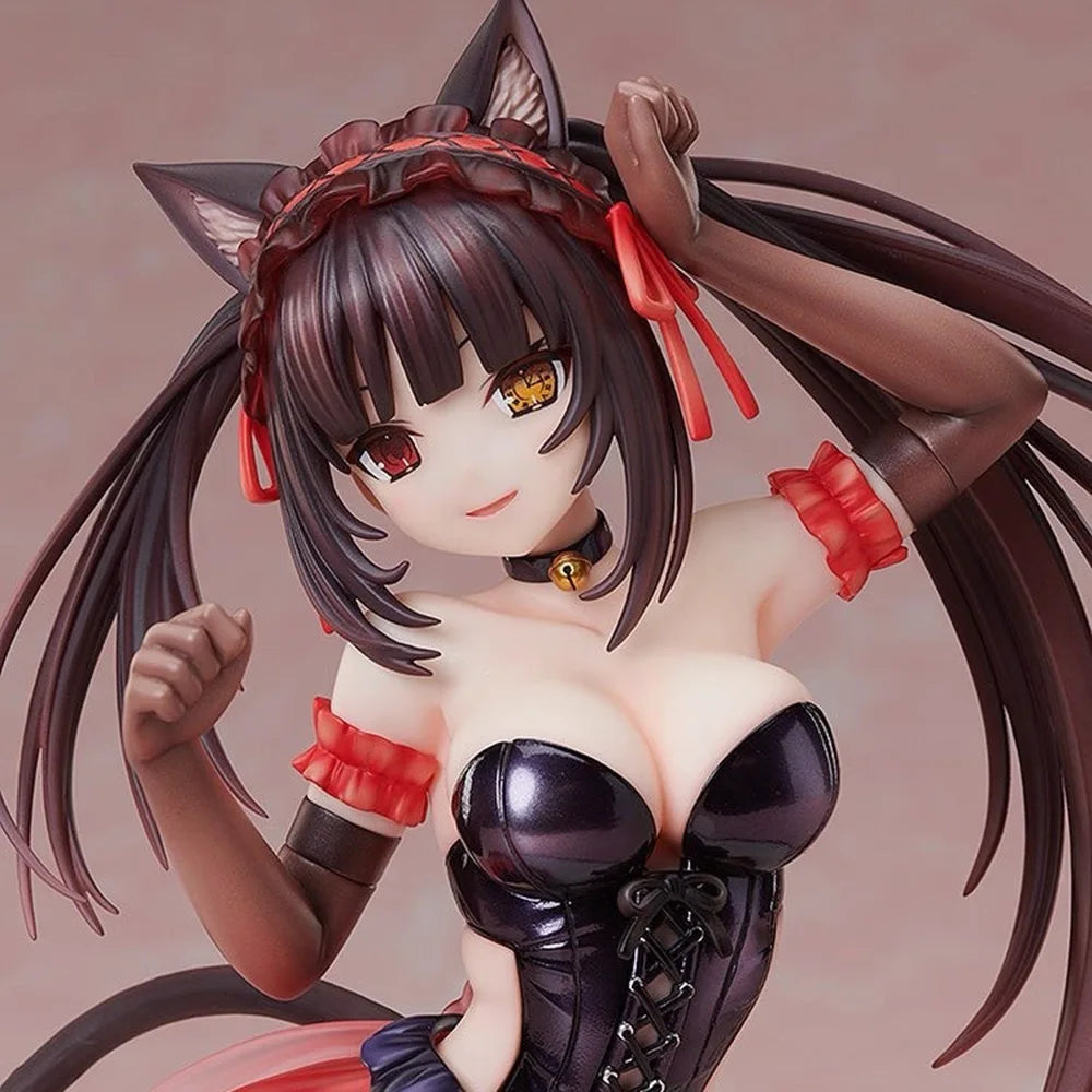 17cm Date A Live Kurumi Cat Ear Ver Pajamas Kneeling Pose Anime Figure Statue Desktop Decoration Gift