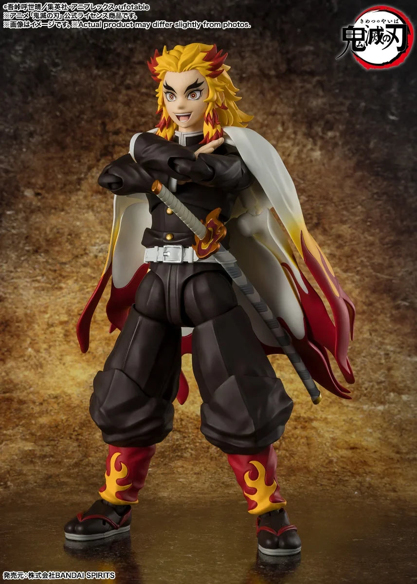 Officially Licensed BANDAI SHFiguarts Rengoku Kyoujurou Figure Anime Action Model Demon Slayer Figure Genuine Toy