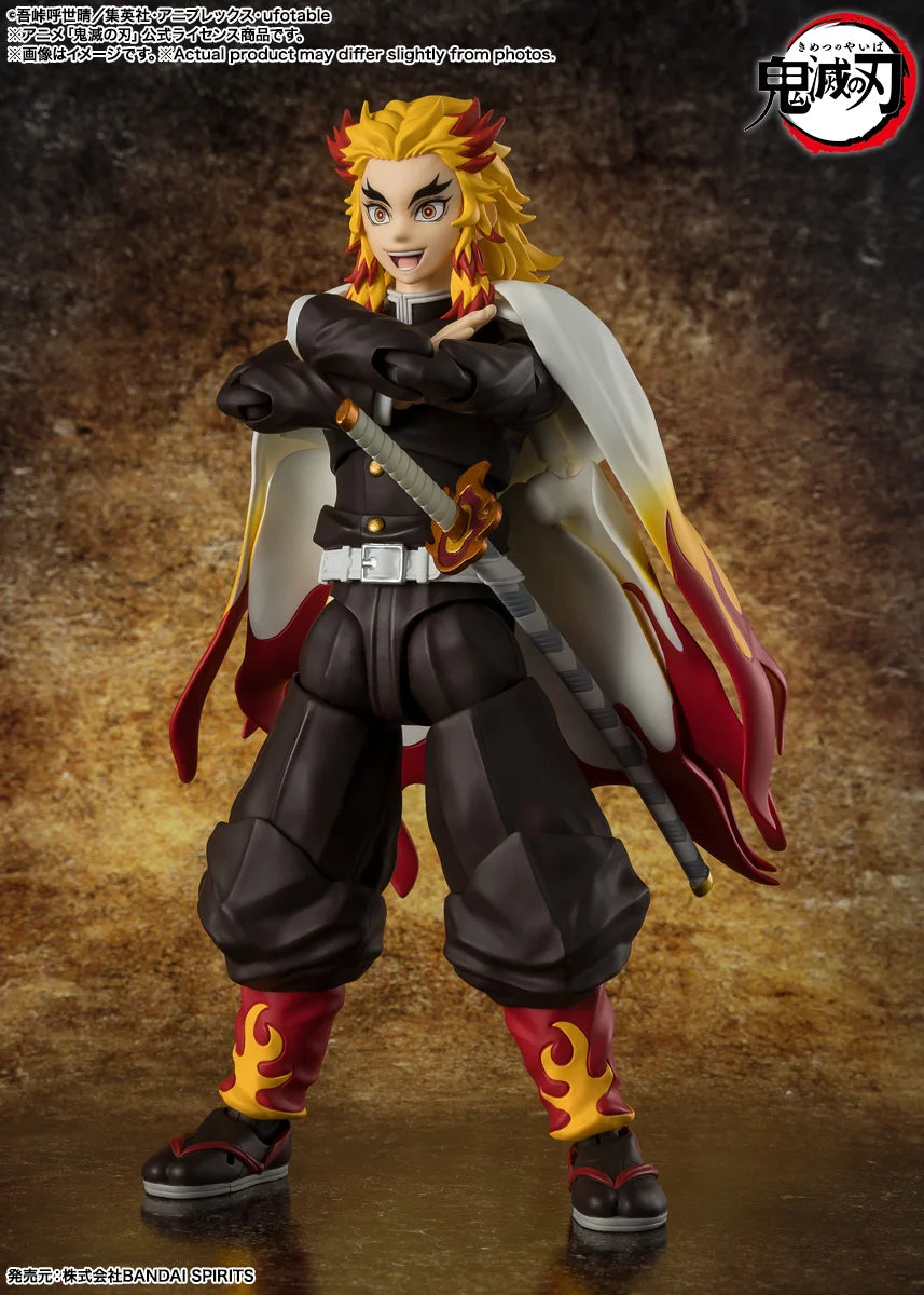 Officially Licensed BANDAI SHFiguarts Rengoku Kyoujurou Figure Anime Action Model Demon Slayer Figure Genuine Toy