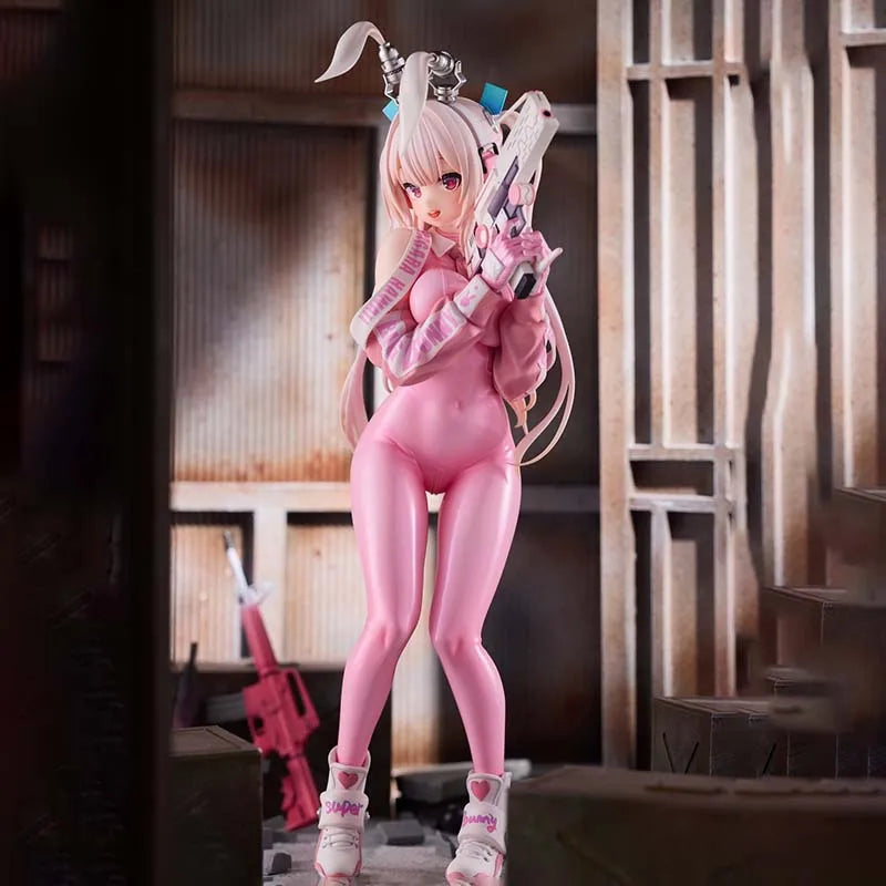 Superbunny Pink Anime Statue Cute Girl Figurine Trendy Decorative Collectible Artwork High-Quality Handmade Gift For Girls