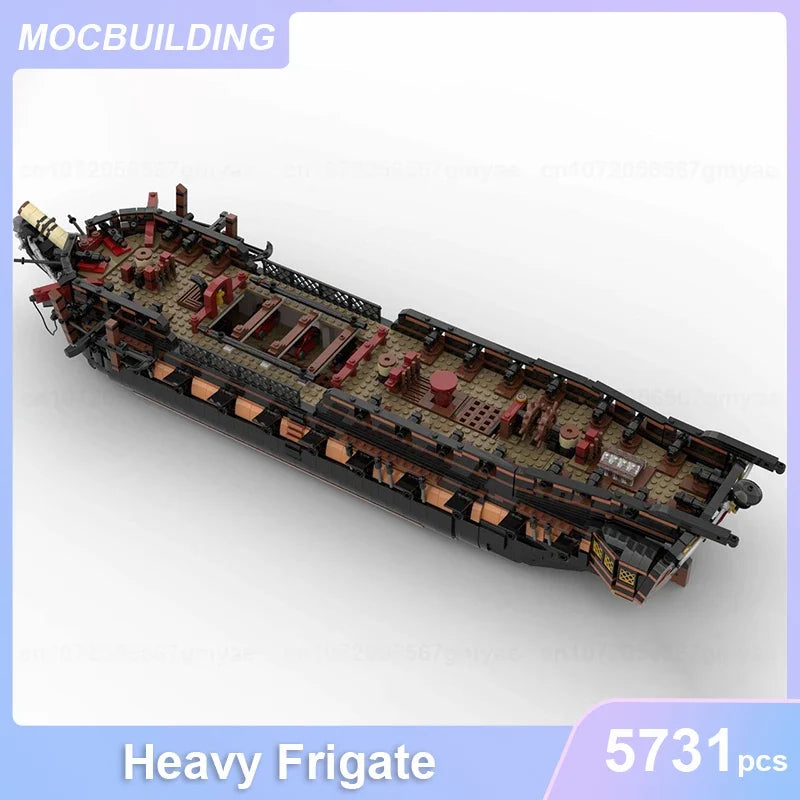 Heavy Frigate Model MOC Building Blocks DIY Assemble Bricks Military Transportation Educational Creative Xmas Toys Gifts 5731PCS