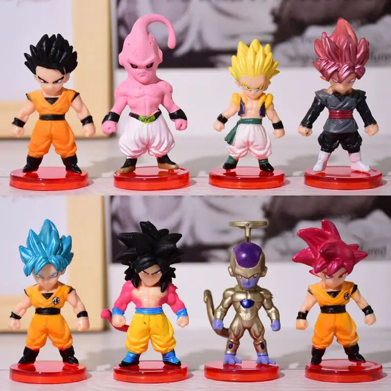7CM Q-version Dragon Ball Z Super Saiyan Son Goku Anime Figure Vegeta IV Son Gohan Majin Buu Action Figurine Model Gifts Toy