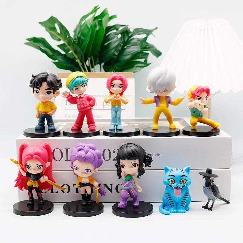 10pcs/Set Q Version Demon Hunters Action Figure PVC Toy Derpys Rumi Mira Zoey Sussy Figurine Doll For Fans Gift Childen Gift