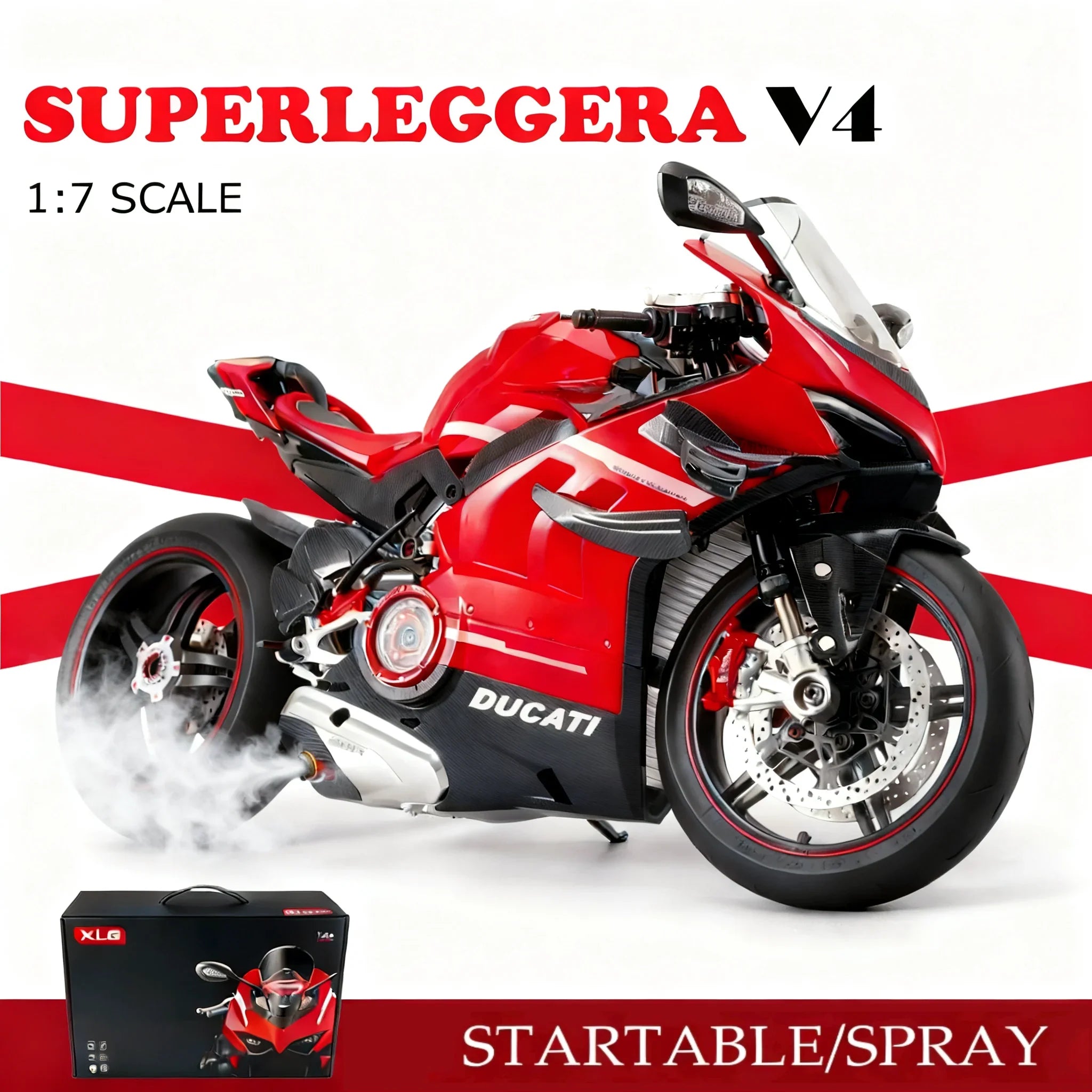 1:6 for Ducati V4 Alloy Motorcycle Model with Spray Function Boyfriend Gift, Home Decoration Collection, Toy Car, Christmas Gift