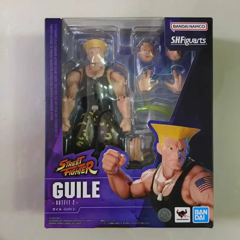 Bandai Genuine SHF Street Fighter(SF)CHUN-LI GUILE RYU OUTFIT 2 Anime Action Figure Collectible Model Toy Ornament Gift Children