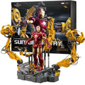 Original ZD Toys Iron Man WITH SUIT-UP GANTRY LED Circular armor dismantling platform MK6 Anime Tony Stark Model Action Figure