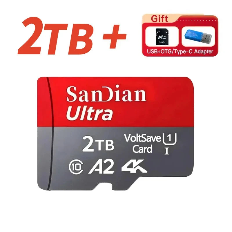 New 2TB Micro TF/SD Card 256GB 512GB Class 10 High Speed Memory Card Large Capacity 1TB Memory SD Card for Laptop/MAC/Phones