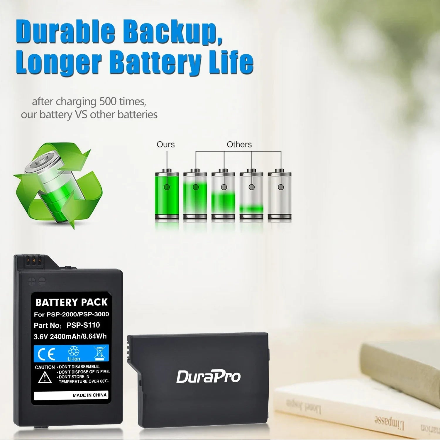 PSP-S110 Battery for Sony PSP Psp3000 Psp2000 2000 3000 3001 3004 Game Console Rechargeable Replacement Batteries & Charger