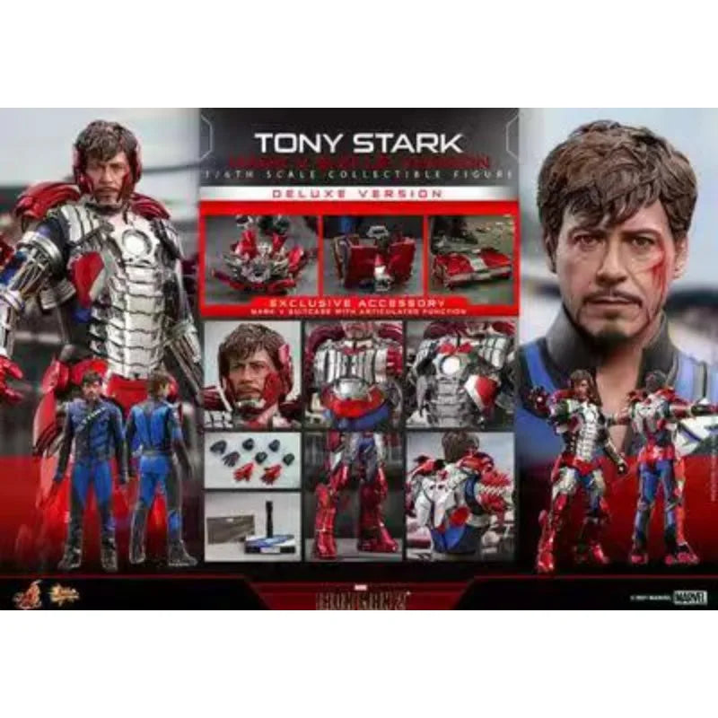 Original Hot Toys MARVEL Iron Man TONY STARK MARK V SUIT UP VERSION Anime-Figuren Spielzeug Modelle Sammlung