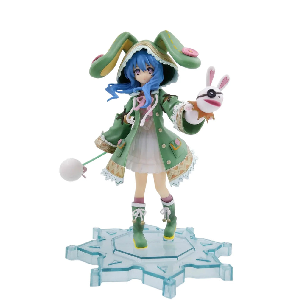 18cm Date A Live - PLUM Yoshino "Hermit" Ver. Standing Figure with Rabbit-Eared Green Hood, Anime Collectible Model
