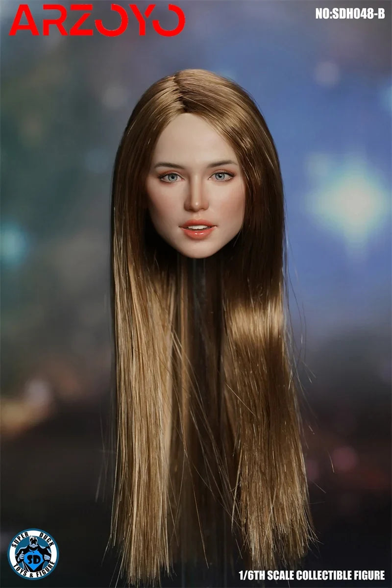 SUPER DUCK SDH048 1/6 Ana de Armas Head Sculpt Hair Carving Model Fit 12-inch TBLeague Female Soldier Suntan Action Figure Body