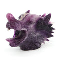 5.5" Wolf Head Natural Fluorite Reiki Healing Gemstone Carved Stone Animal Figurine Feng Shui Crafts Home Office Decoration Gift