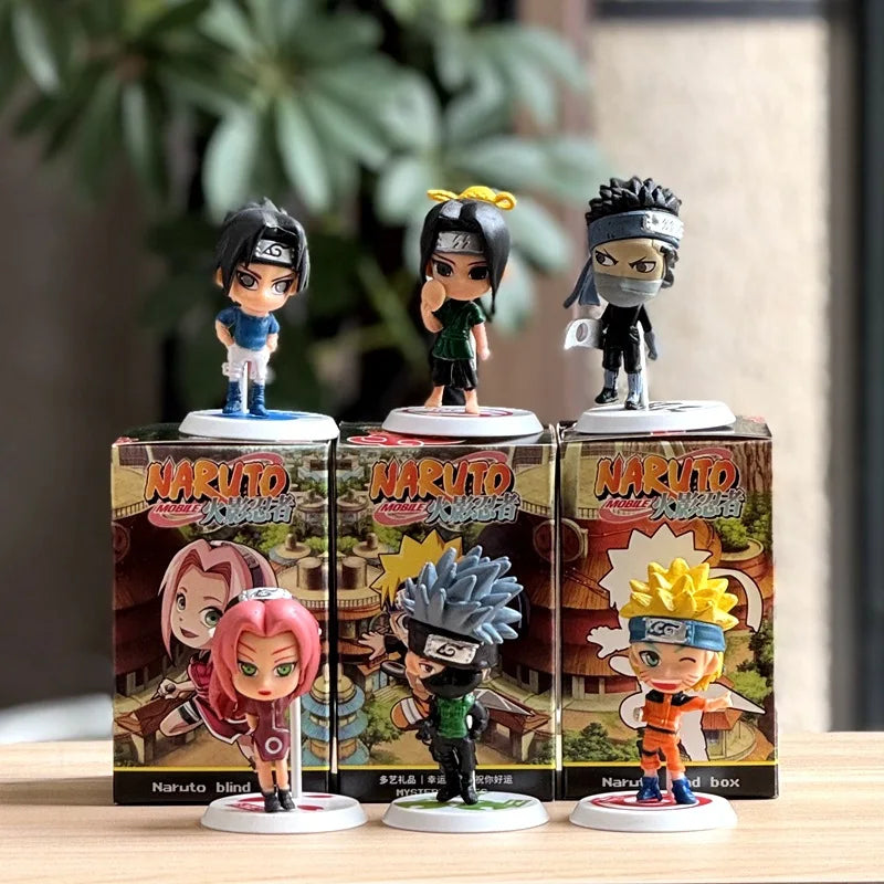 Naruto hand-made blind box, full set of Q version Naruto Sasuke Kakashi, I love Luo cartoon ornaments doll birthday gift anime