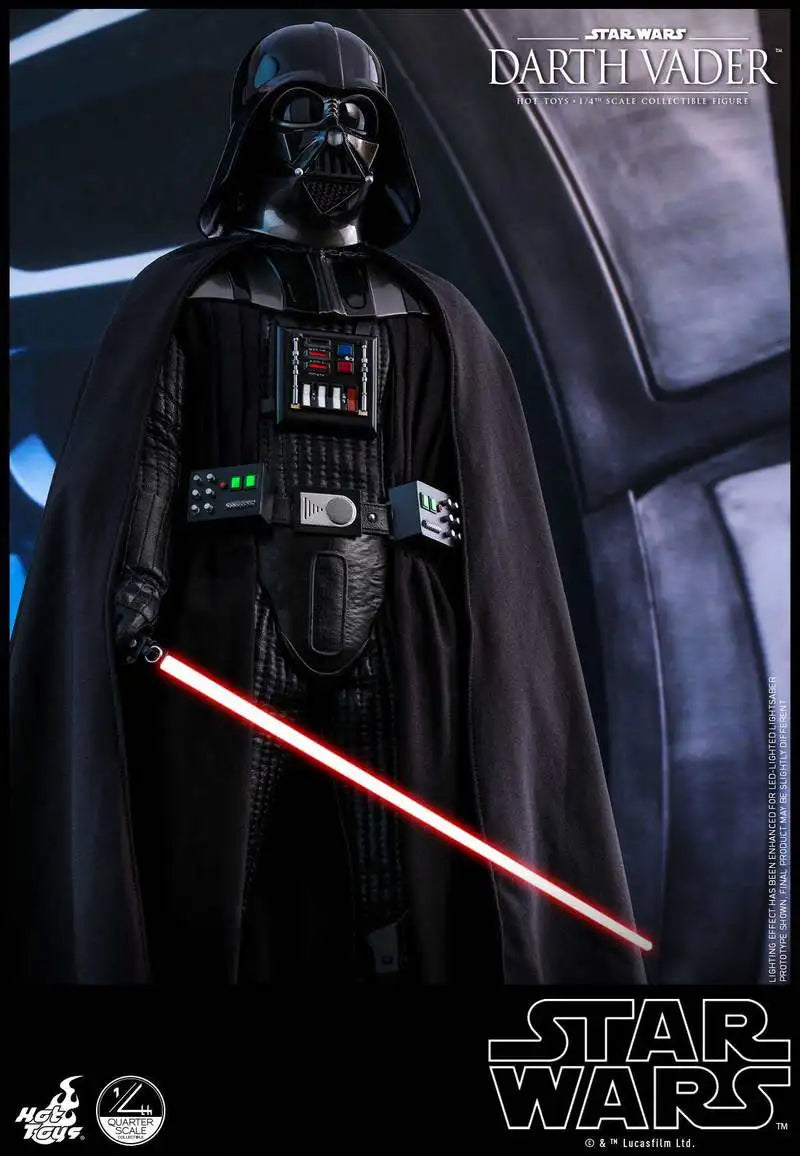 HotToys Star Wars Darth Vader im Maßstab 1:4, bewegliche Actionfigur, Sonderedition mit LED-Beleuchtungsständer QS013, Sammlerstück