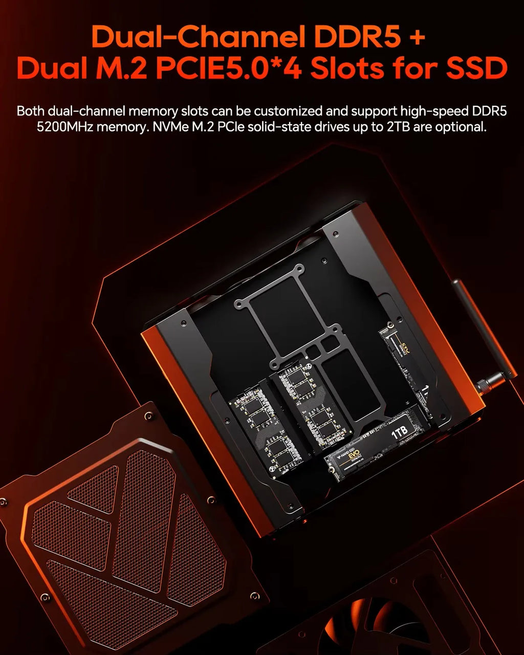 AOOSTAR GODY Mini Gaming PC – AMD Ryzen 9 7940HX + RX 7600XT, WiFi 7, 4K Triple Display, High Performance Desktop