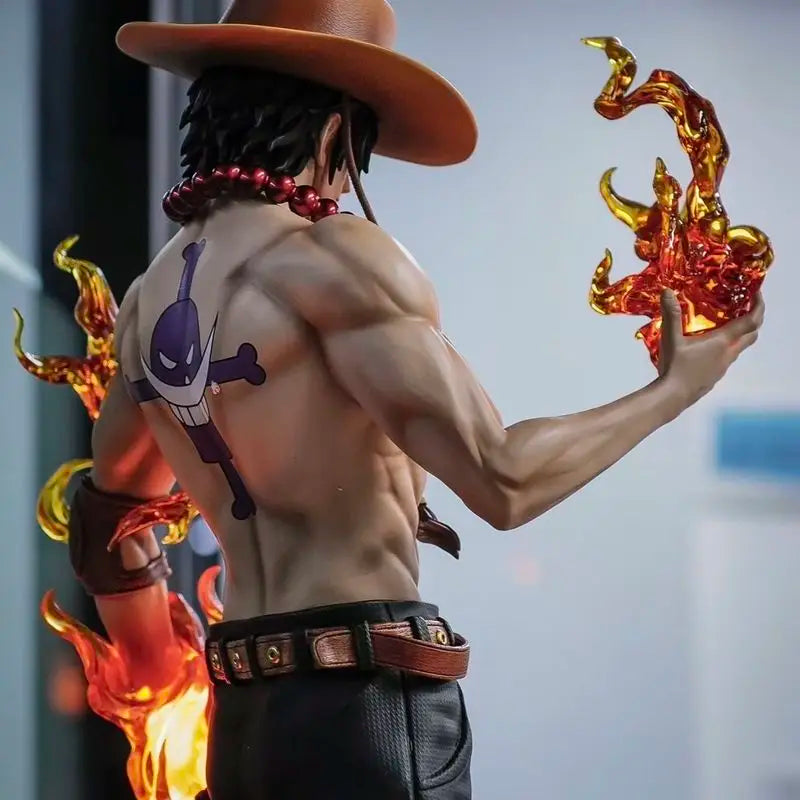 70cm One Piece Dreamy Ace Sparkling Handheld Anime Peripheral Desktop Ornament Statue Toy Festival Gift