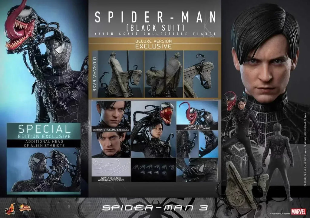HotToys HT 1/6 MMS727 MMS728 SpiderMan Actionfigur Spezialversion Schwarzer Anzug Beweglich 12 Full Tobey Kollektion Modell Spielzeug Geschenke