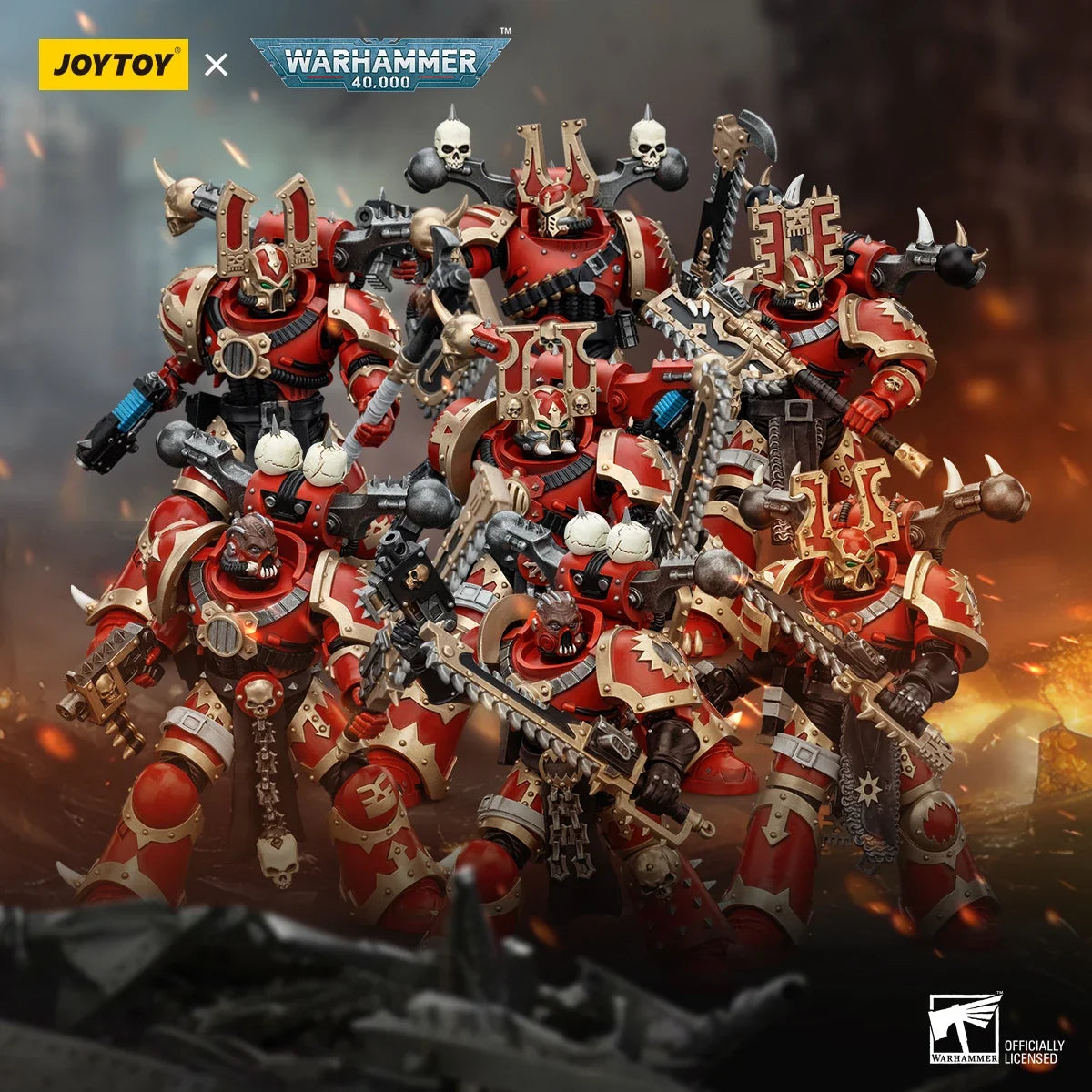 [IN STOCK] JOYTOY Warhammer 40K 1/18 Action Figure World Eaters Khorne Berzerker 7PCS Anime Figure Toys Model