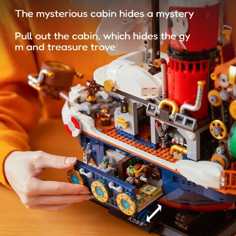 Popeye Assembling Building Blocks Toy Steam Treasure Hunt Ship Collection Figure Grade Model Ornaments Building Blocks Gifts