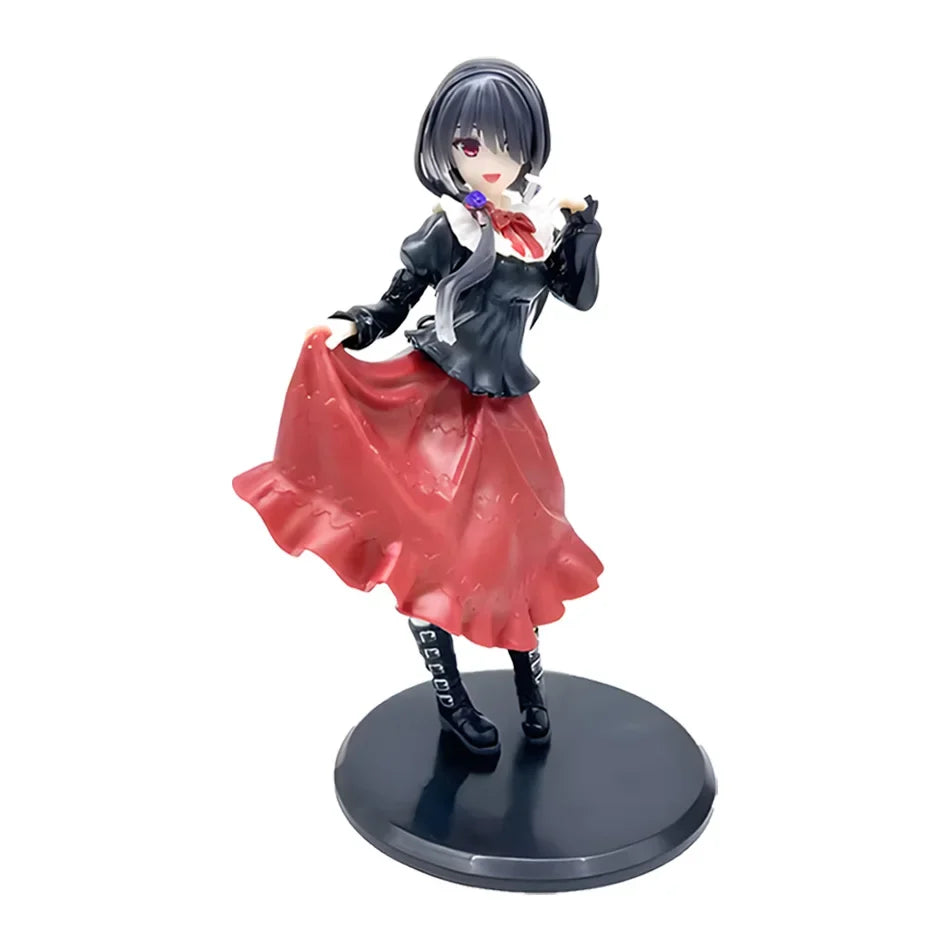 New DATE A LIVE Tokisaki Kurumi Anime Figure Cute Girl Model Toy PVC Black Dress Dress Up Standing Model Car Model Ornaments Toy