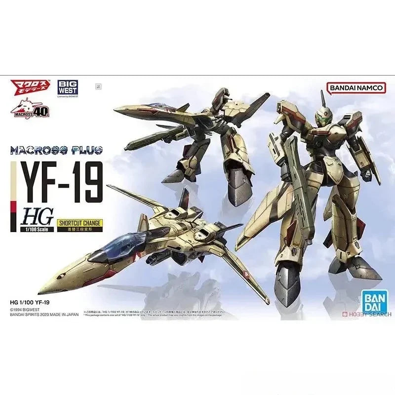 Bandai Original The Super Dimension Fortress Macross Anime HG 1/100 PLUS YF-19 Action Figure Toys Model Gifts.[In stock]