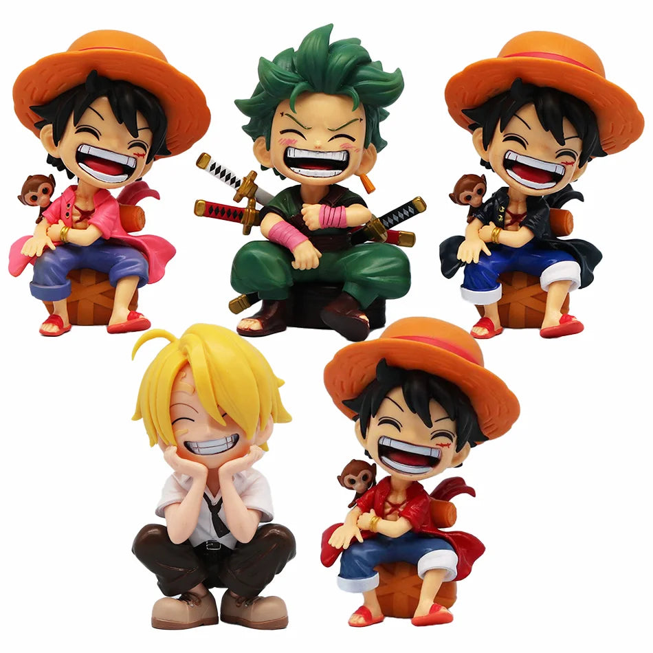 One Piece Handheld Luffy Solon Portgas·D· Ace Sitting Yamato versión Q juego de moda dibujos animados Anime coche ornamento rega