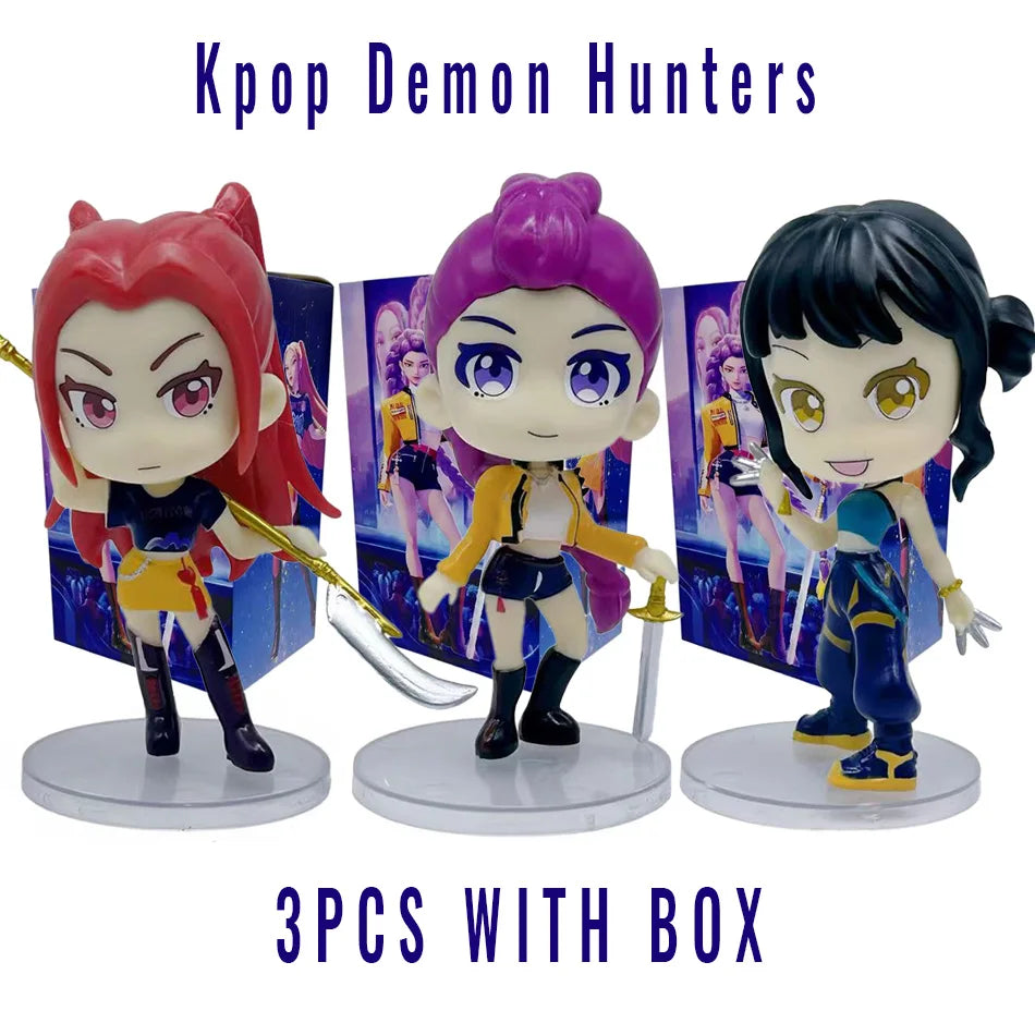 New Q Version Kpop Demon Hunters Figure Toy Cartoon Rumi/Mira/Zoey Action Figure PVC Desktop Decoration Model Doll Toy Fans Gift