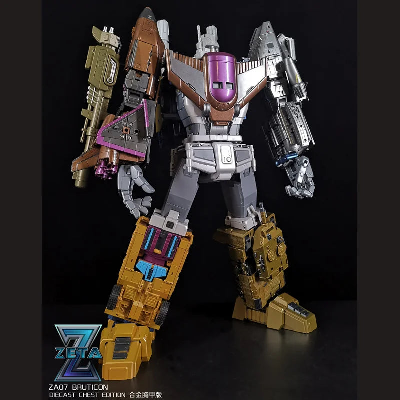 Transformation ZETA ZA07 ZA-07 Metallic Bruticus 5 IN 1 Oversized Alloy Chest Armor Chariot Team Action Figure Robot
