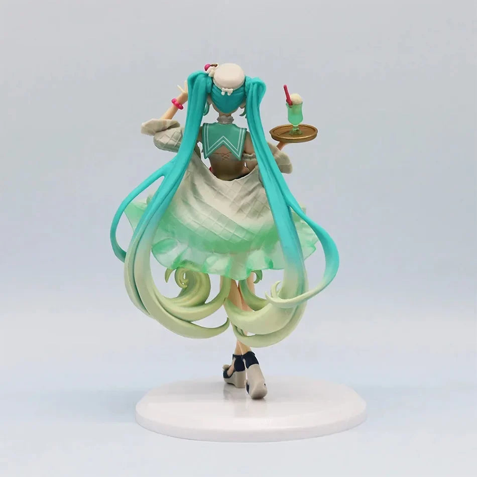 New18cm  Hatsune Miku figure Soda cream dress The Props Desktop Decoration Collection PVC Model Toys Kids Gifts