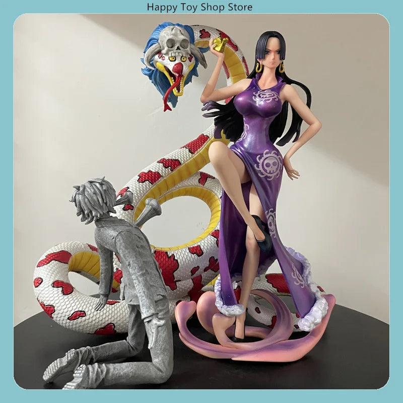 One Piece Boa Hancock Full Set with Petrified Sanji Snake Princess Anime Figure Model Statue