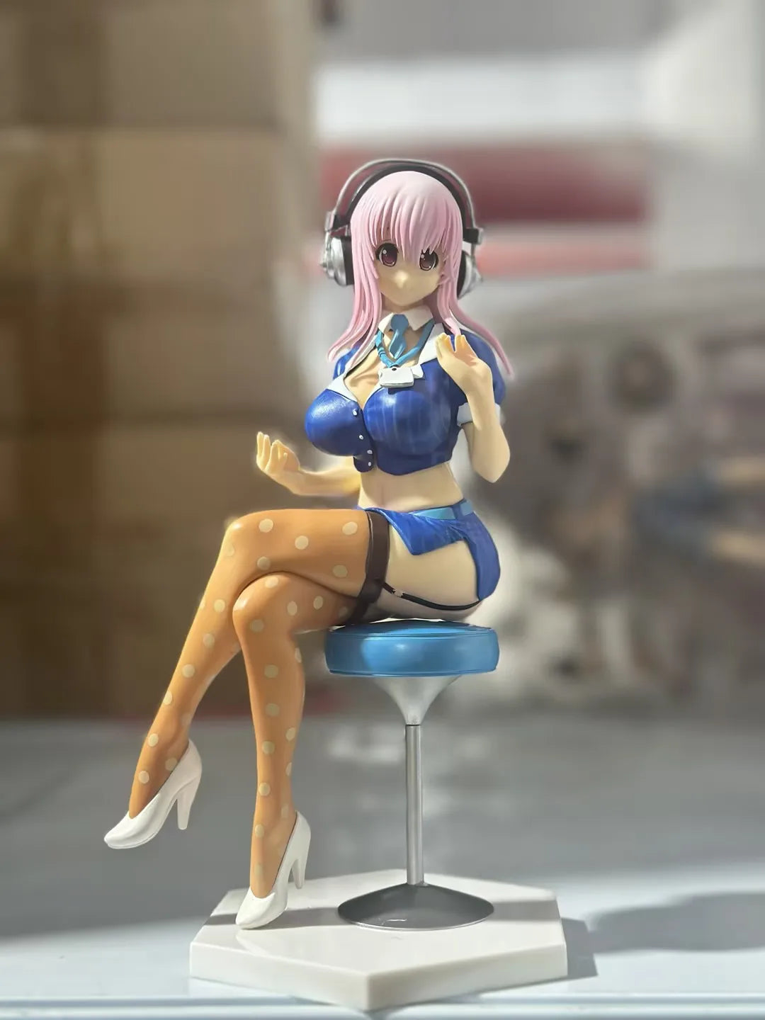 18CM Anime Super Sonico Figure Sitting Position Animation Model Toys Gifts Collection Desktop Decorations Ornaments 1/7 Ol Ver